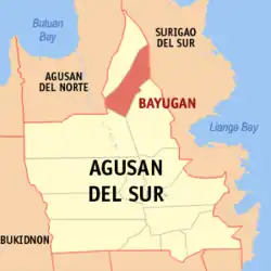 Map of Agusan del Sur with Bayugan highlighted