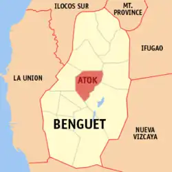 Map of Benguet with Atok highlighted