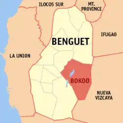 Map of Benguet with Bokod highlighted