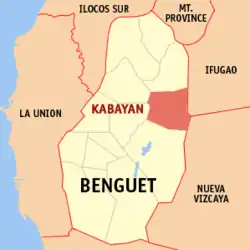 Map of Benguet with Kabayan highlighted