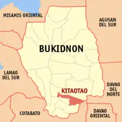 Map of Bukidnon with Kitaotao highlighted