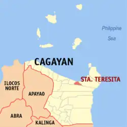 Map of Cagayan with Santa Teresita highlighted