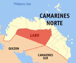 Map of Camarines Norte with Labo highlighted