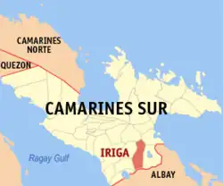 Map of Camarines Sur with Iriga highlighted