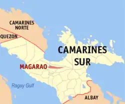 Map of Camarines Sur with Magarao highlighted