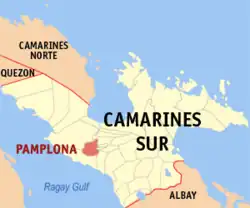 Map of Camarines Sur with Pamplona highlighted