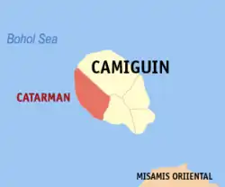 Map of Camiguin with Catarman highlighted