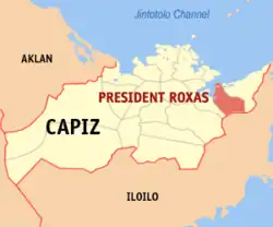 Map of Capiz with President Roxas highlighted