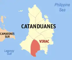 Map of Catanduanes with Virac highlighted