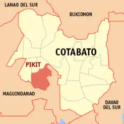 Map of Cotabato with Pikit highlighted