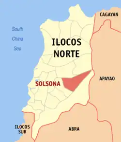 Map of Ilocos Norte with Solsona highlighted