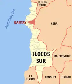 Map of Ilocos Sur with Bantay highlighted