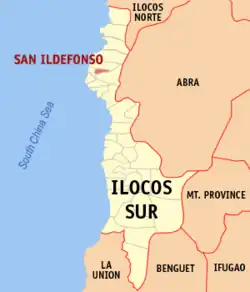 Map of Ilocos Sur with San Ildefonso highlighted