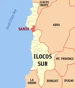 Map of Ilocos Sur with Santa highlighted