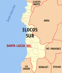 Map of Ilocos Sur with Santa Lucia highlighted