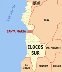 Map of Ilocos Sur with Santa Maria highlighted