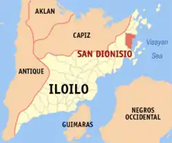 Map of Iloilo with San Dionisio highlighted