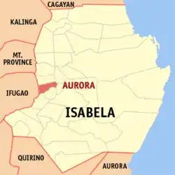 Map of Isabela with Aurora highlighted