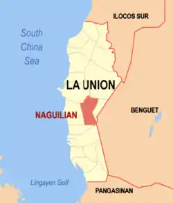 Map of La Union with Naguilian highlighted