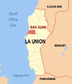 Map of La Union with San Juan highlighted