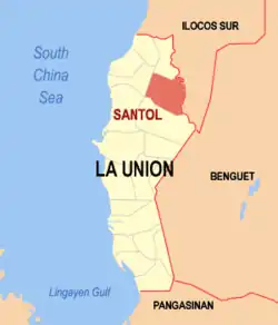 Map of La Union with Santol highlighted