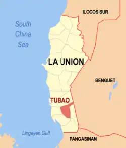 Map of La Union with Tubao highlighted