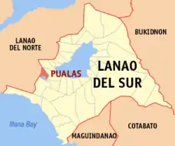 Map of Lanao del Sur with Pualas highlighted