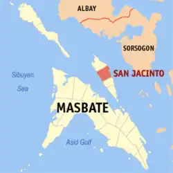 Map of Masbate with San Jacinto highlighted