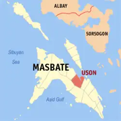 Map of Masbate with Uson highlighted