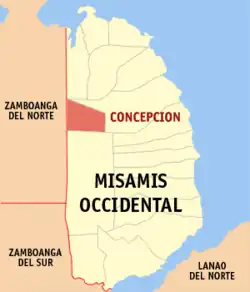 Map of Misamis Occidental with Concepcion highlighted