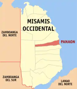 Map of Misamis Occidental with Panaon highlighted