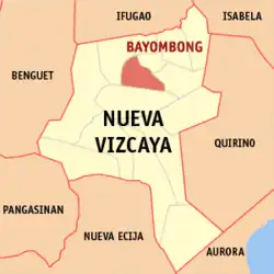 Map of Nueva Vizcaya with Bayombong highlighted