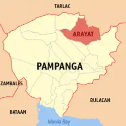 Map of Pampanga with Arayat highlighted