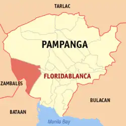 Map of Pampanga with Floridablanca highlighted