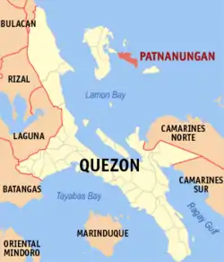 Map of Quezon with Patnanungan highlighted