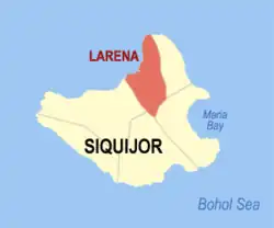 Map of Siquijor with Larena highlighted