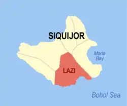 Map of Siquijor with Lazi highlighted