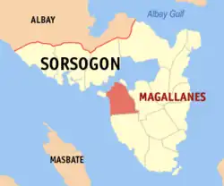 Map of Sorsogon with Magallanes highlighted