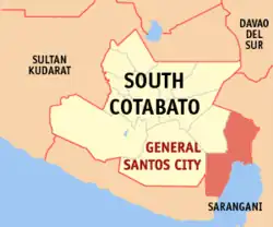 Map of South Cotabato with General Santos highlighted