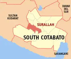 Map of South Cotabato with Surallah highlighted