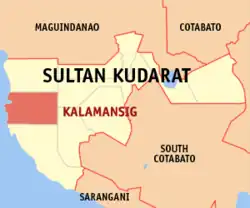 Map of Sultan Kudarat with Kalamansig highlighted