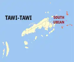 Map of Tawi-Tawi with South Ubian highlighted