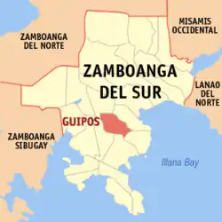 Map of Zamboanga del Sur with Guipos highlighted