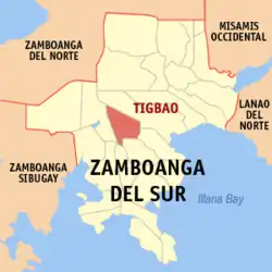 Map of Zamboanga del Sur with Tigbao highlighted