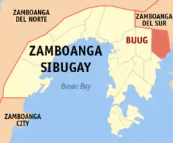 Map of Zamboanga Sibugay with Buug highlighted