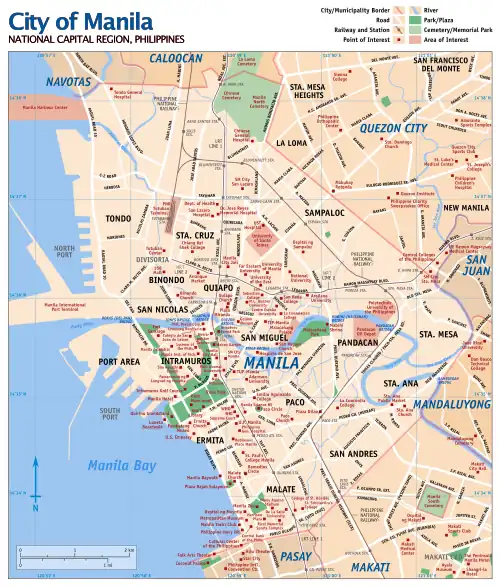 Map of the City of Manila showing points of interests