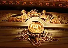 Music and Poetry above relief bust of Mozart (1857), Academy of Music, Philadelphia