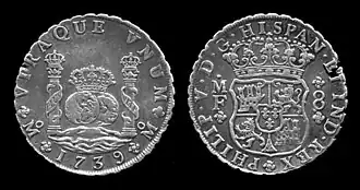 Spanish piece of eight of Philip V, 1739