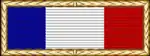 Vertical tricolor red (blue, white, red) with gold border