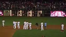 Players line up on the field